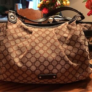 Nine West Tan and Brown Shoulder Bag with Signature Pattern